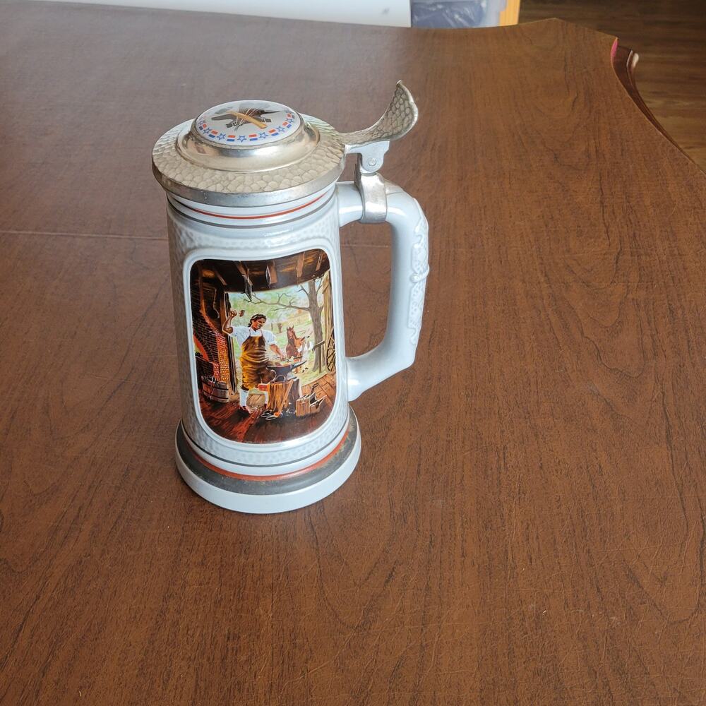 Avon Lidded Beer Stein The Building of America Collection The Blacksmith 8.5"